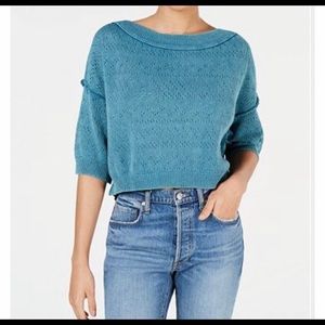 NWT Free People Cropped Deep Pacific Sweater